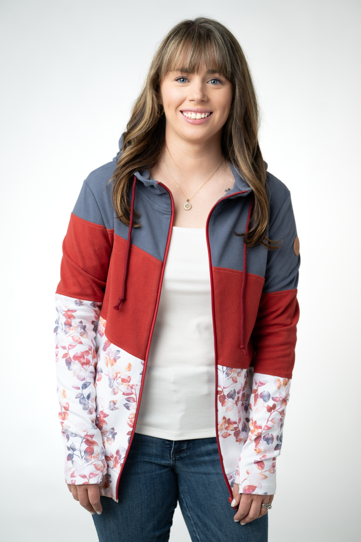 Michelle Mae Colorblock Fullzip - Autumn Watercolor Mix