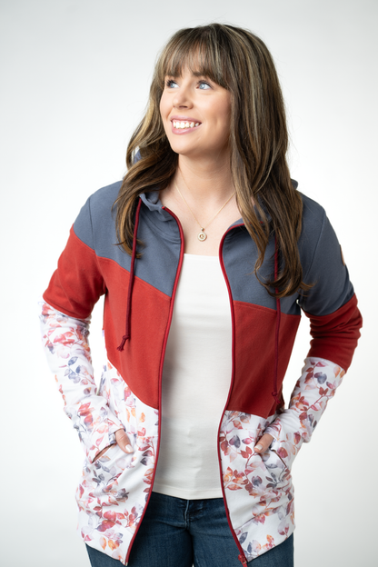 Michelle Mae Colorblock Fullzip - Autumn Watercolor Mix