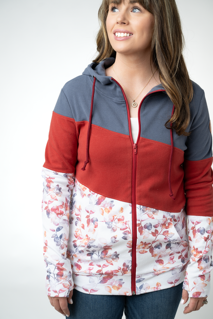 Michelle Mae Colorblock Fullzip - Autumn Watercolor Mix