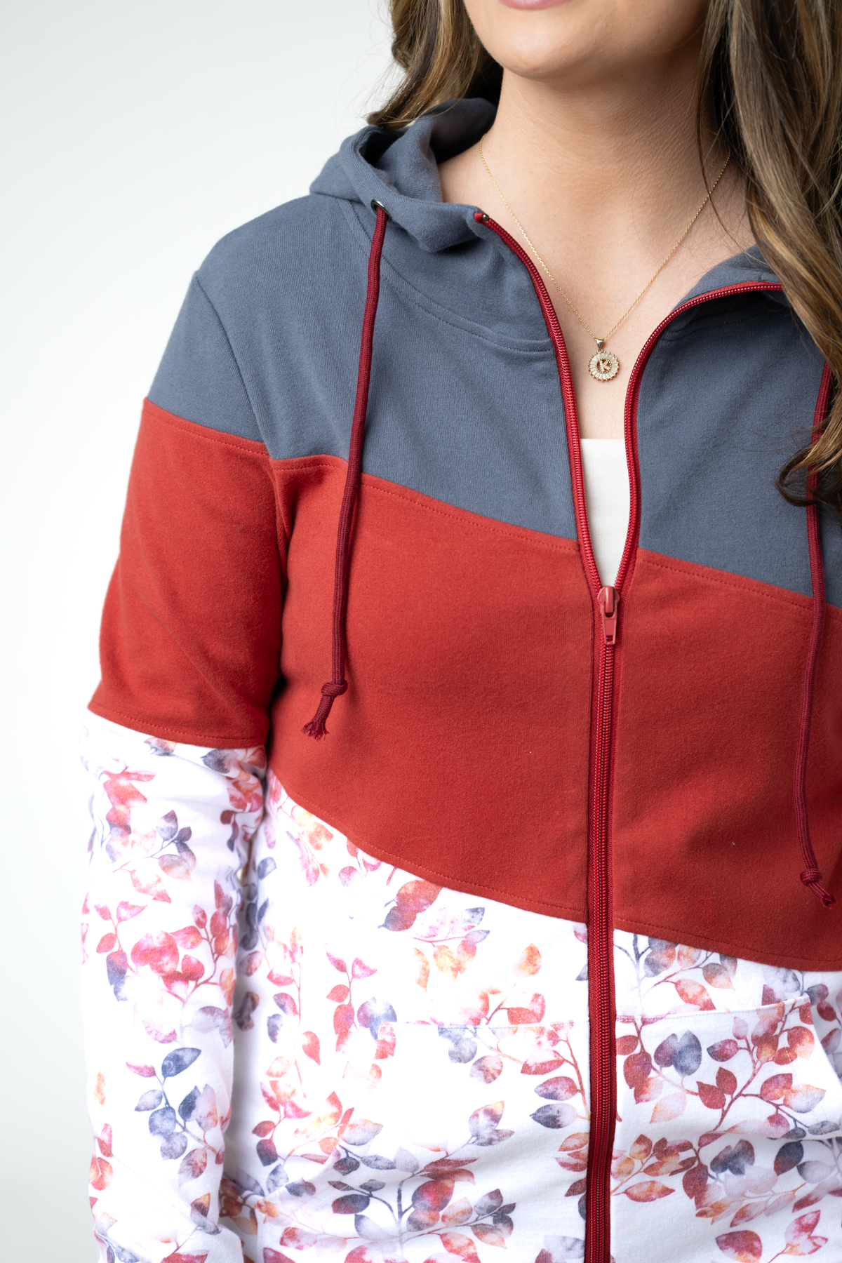 Michelle Mae Colorblock Fullzip - Autumn Watercolor Mix