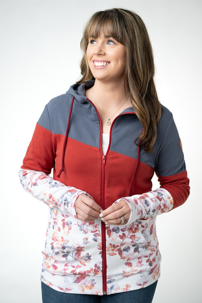 Michelle Mae Colorblock Fullzip - Autumn Watercolor Mix