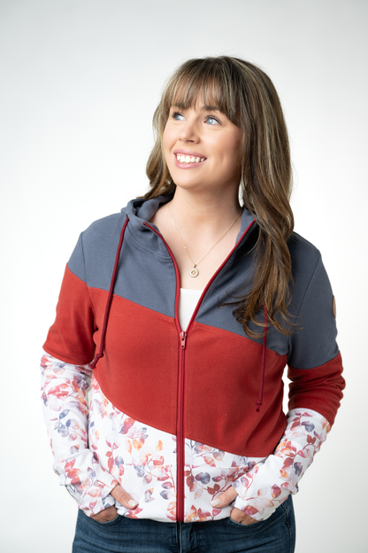 Michelle Mae Colorblock Fullzip - Autumn Watercolor Mix
