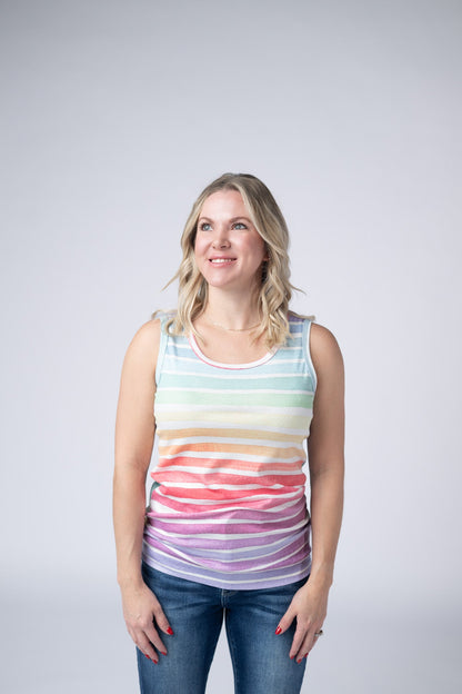 Michelle Mae Ava Tank - Rainbow Stripes