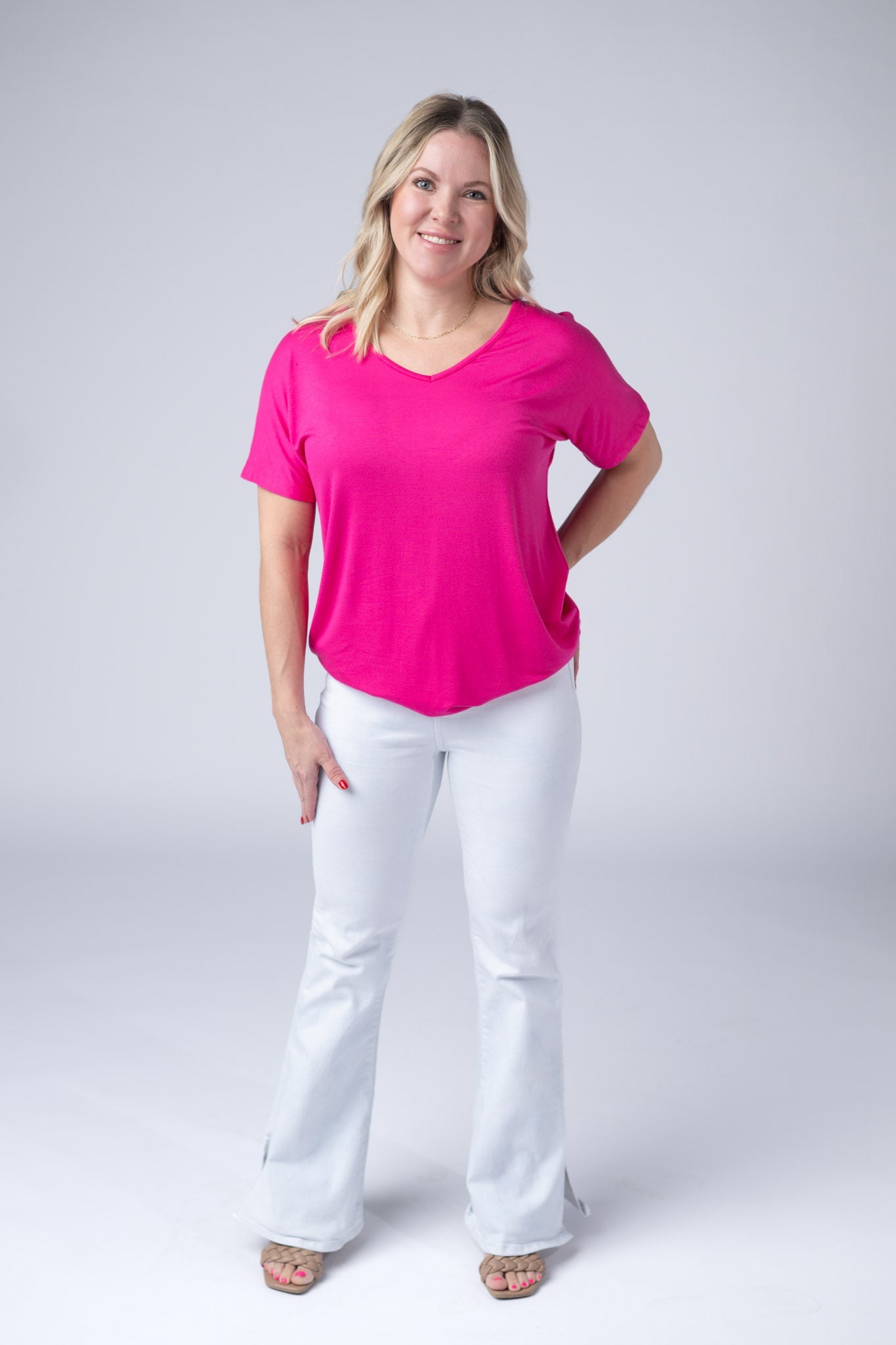 Michelle Mae Chloe Cozy Tee - Hot Pink