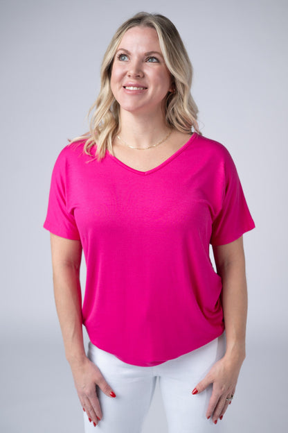 Michelle Mae Chloe Cozy Tee - Hot Pink