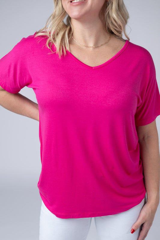 Michelle Mae Chloe Cozy Tee - Hot Pink
