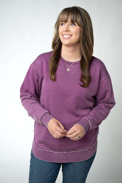 Michelle Mae Vintage Wash Pullover - Purple
