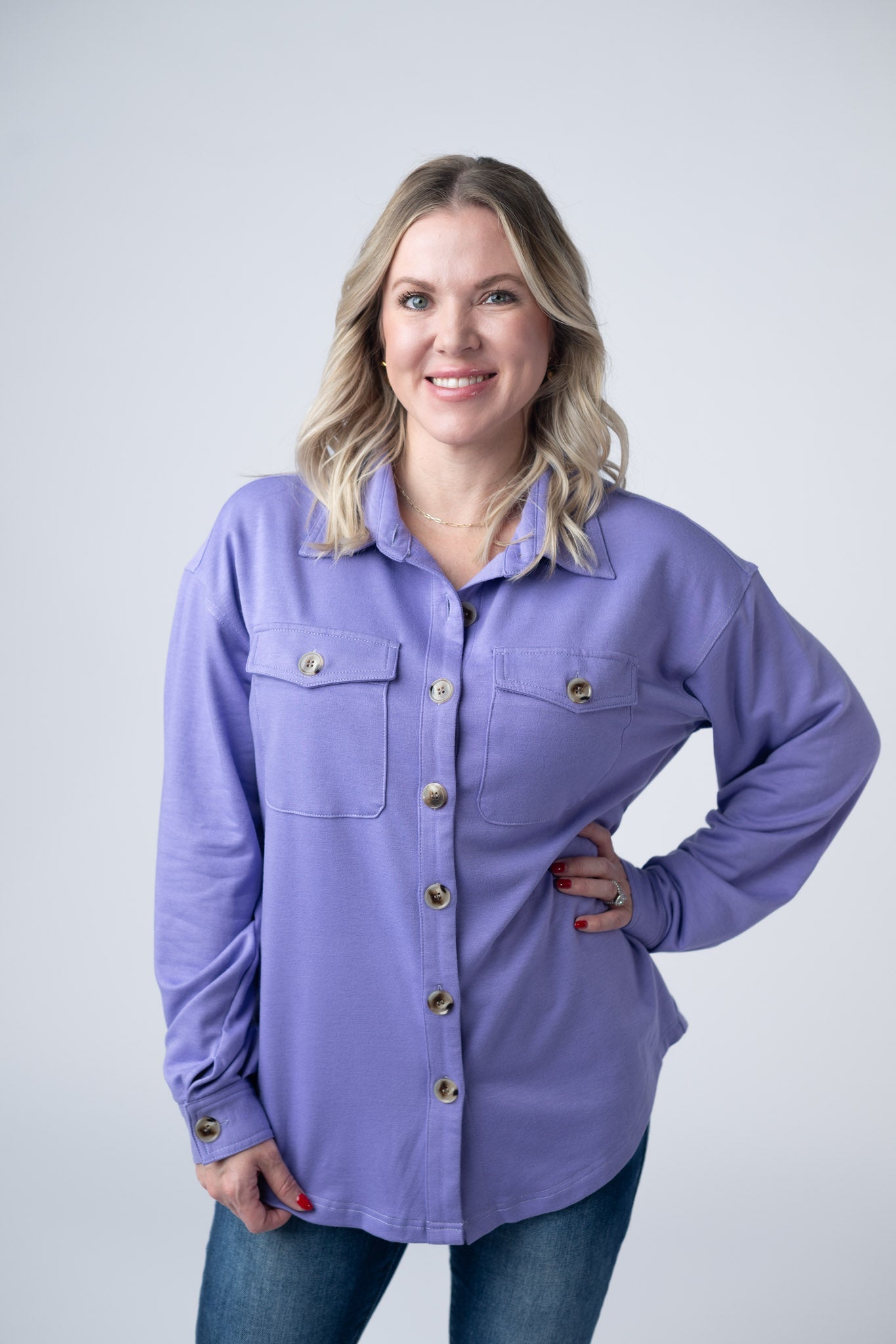 Michelle Mae Brenna Button Down Top - Purple