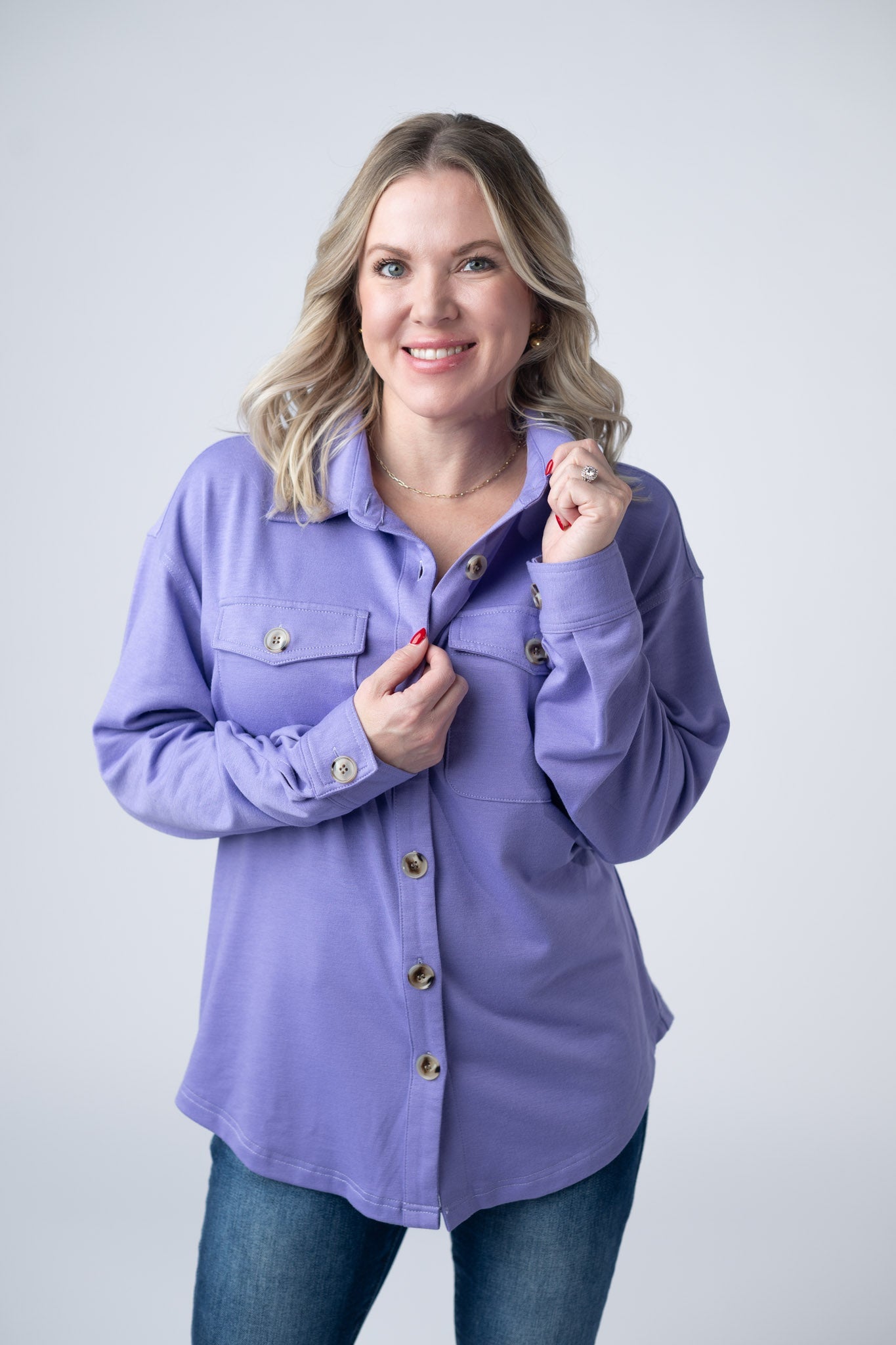 Michelle Mae Brenna Button Down Top - Purple