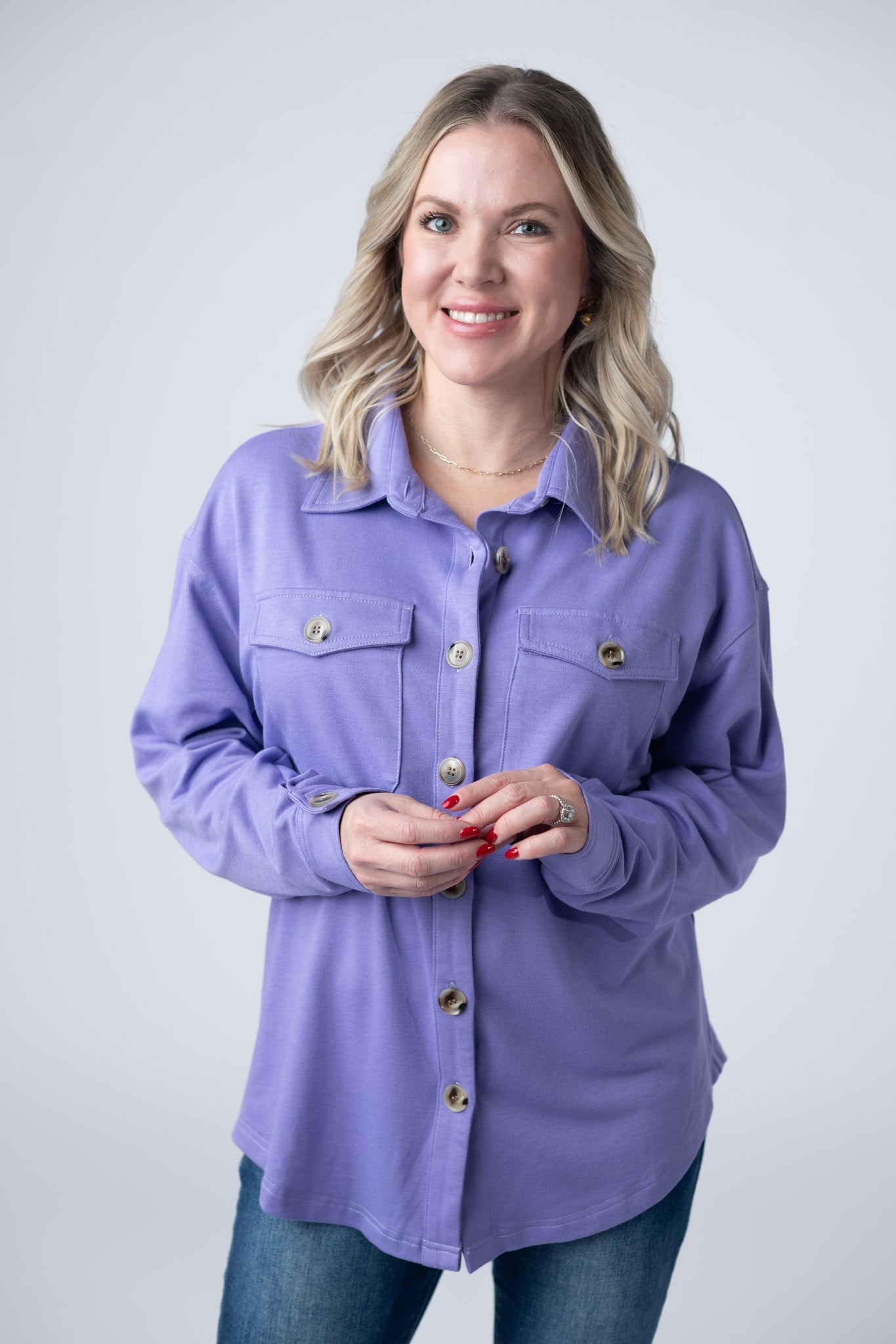 Michelle Mae Brenna Button Down Top - Purple