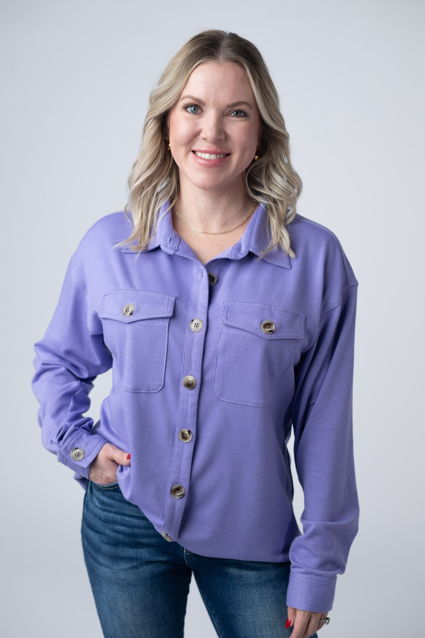 Michelle Mae Brenna Button Down Top - Purple