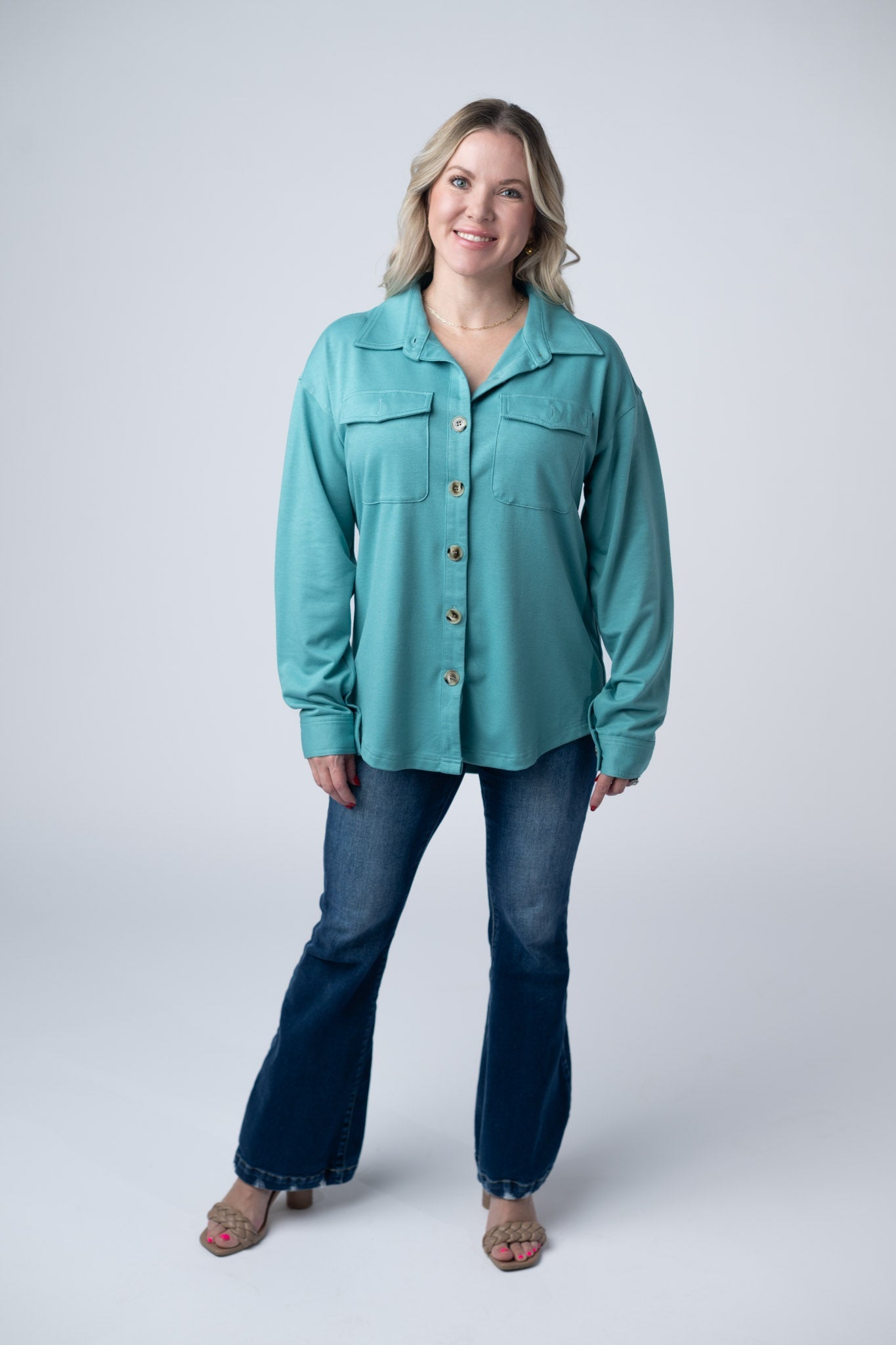 Michelle Mae Brenna Button Down Top - Teal