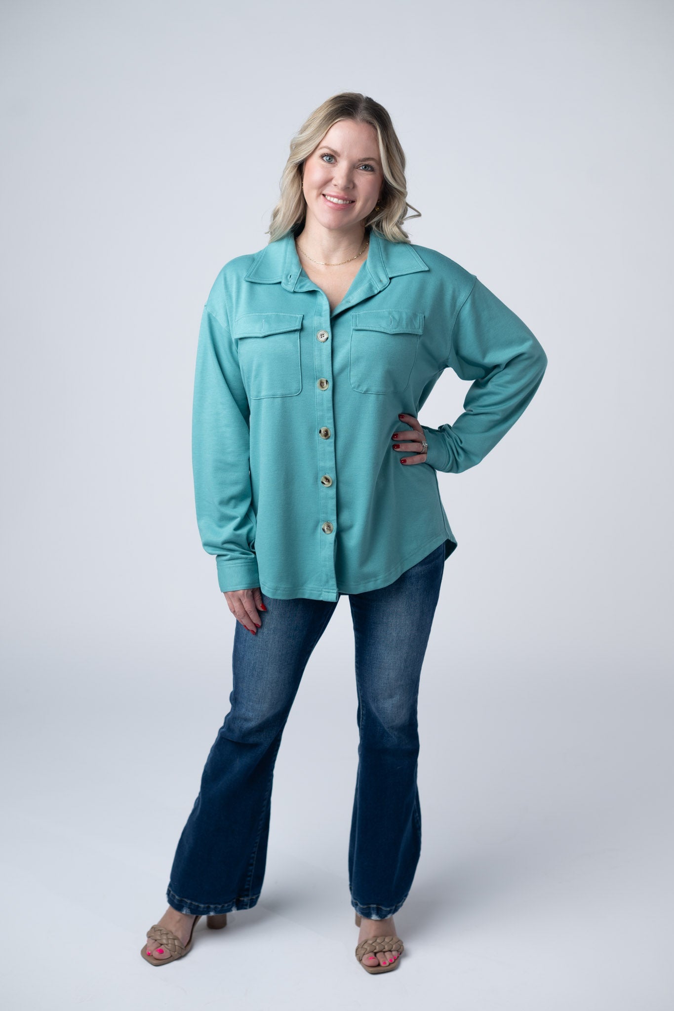 Michelle Mae Brenna Button Down Top - Teal
