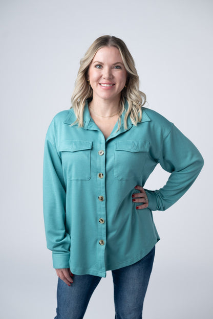 Michelle Mae Brenna Button Down Top - Teal