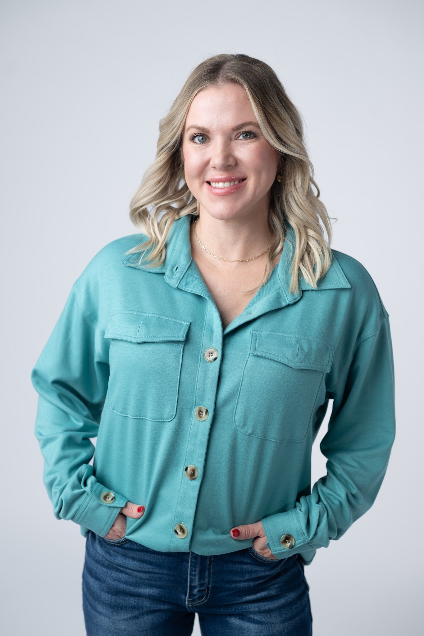 Michelle Mae Brenna Button Down Top - Teal