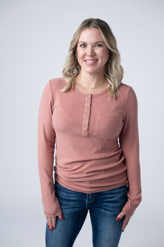 Michelle Mae Georgia Long Sleeve Top - Rose