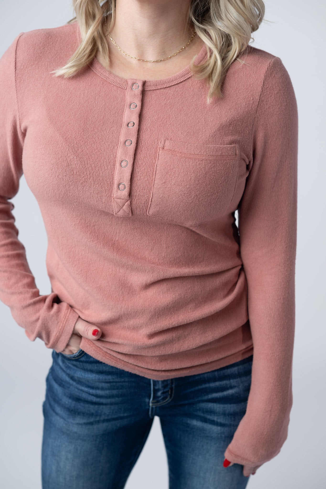 Michelle Mae Georgia Long Sleeve Top - Rose