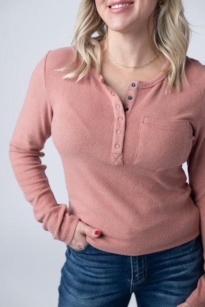Michelle Mae Georgia Long Sleeve Top - Rose