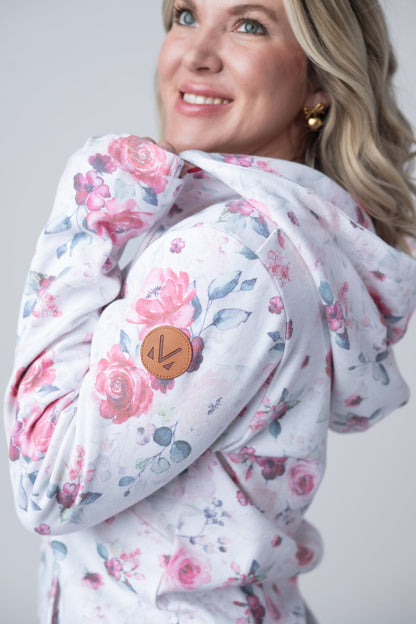 Michelle Mae HalfZip Hoodie - Pink Bloom