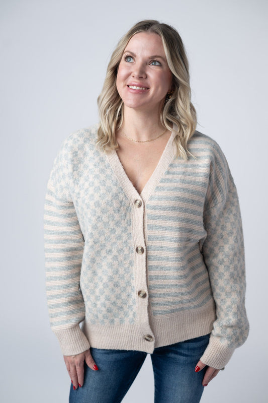 Michelle Mae Pattern Mix Neutral Cardigan