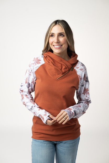 Michelle Mae Classic Zoey ZipCowl Sweatshirt - Maple and Fall Foliage