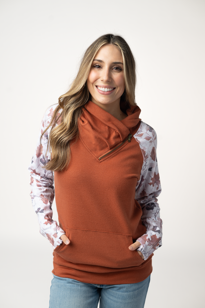 Michelle Mae Classic Zoey ZipCowl Sweatshirt - Maple and Fall Foliage