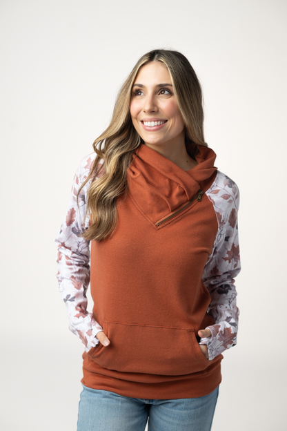 Michelle Mae Classic Zoey ZipCowl Sweatshirt - Maple and Fall Foliage
