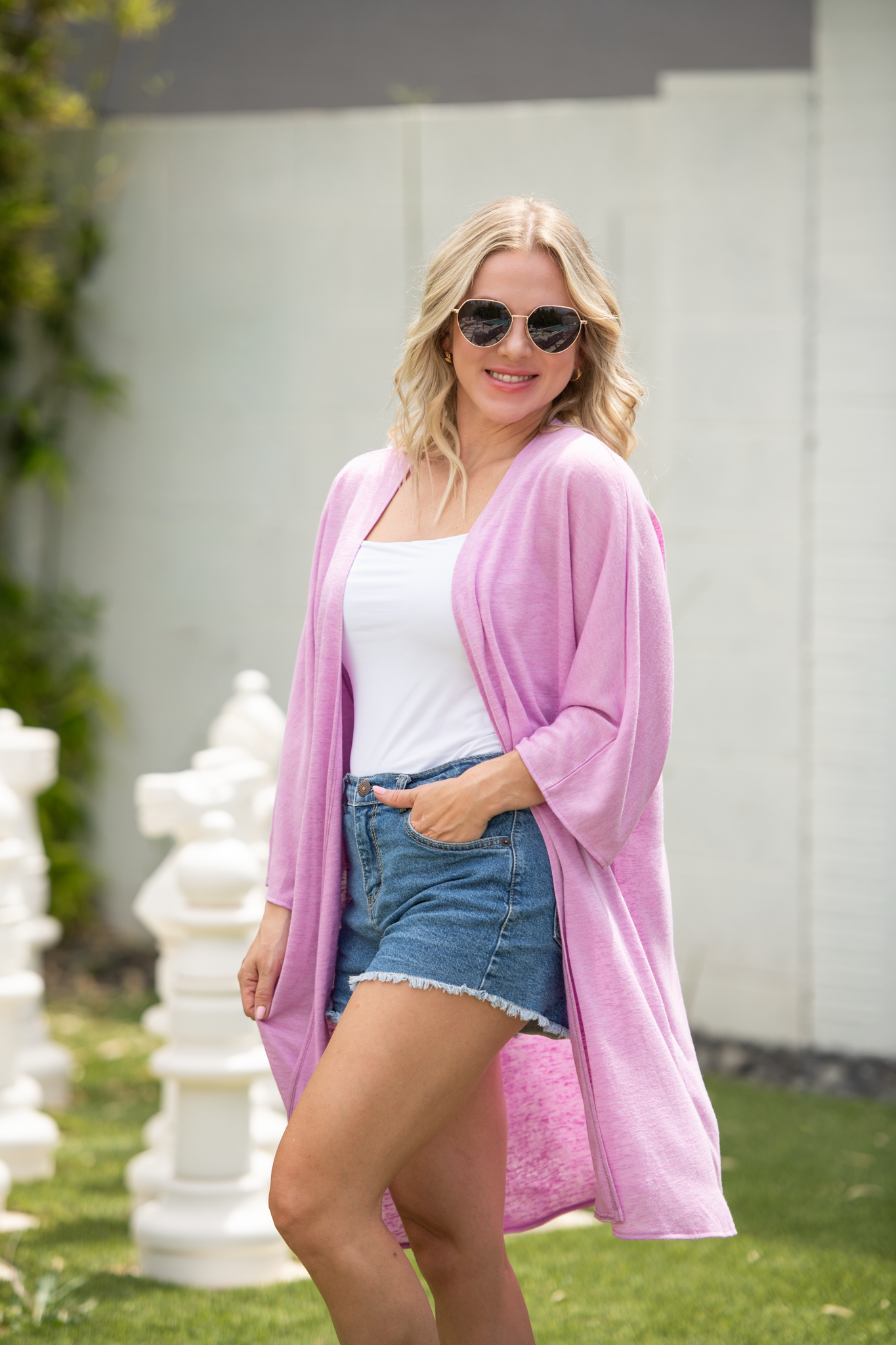 Michelle Mae Ellie Cover-Up Kimono - Lilac