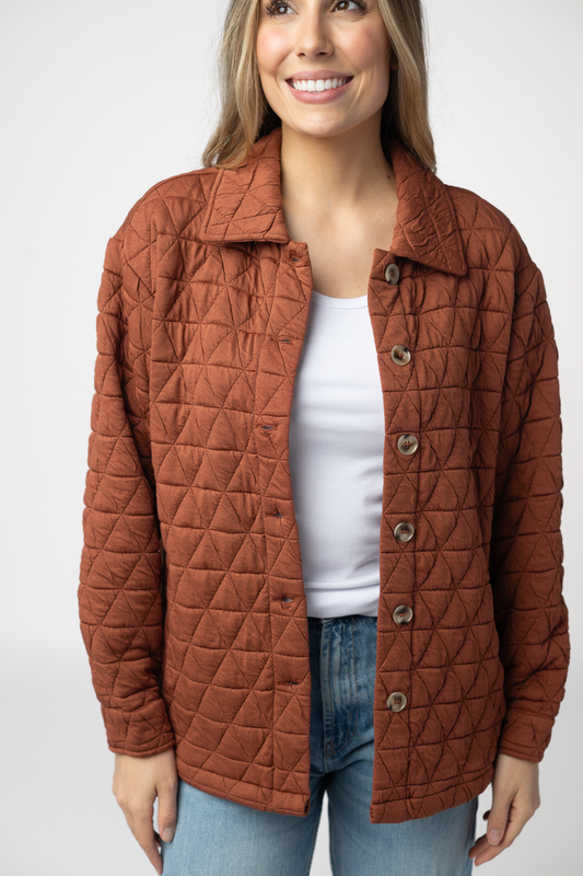 Michelle Mae Geometric Button Down Jacket - Rust