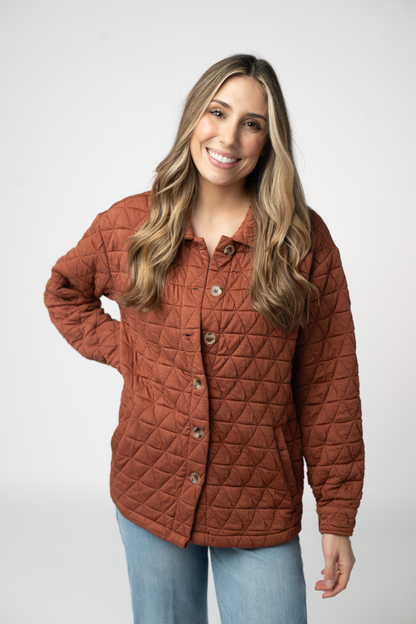 Michelle Mae Geometric Button Down Jacket - Rust
