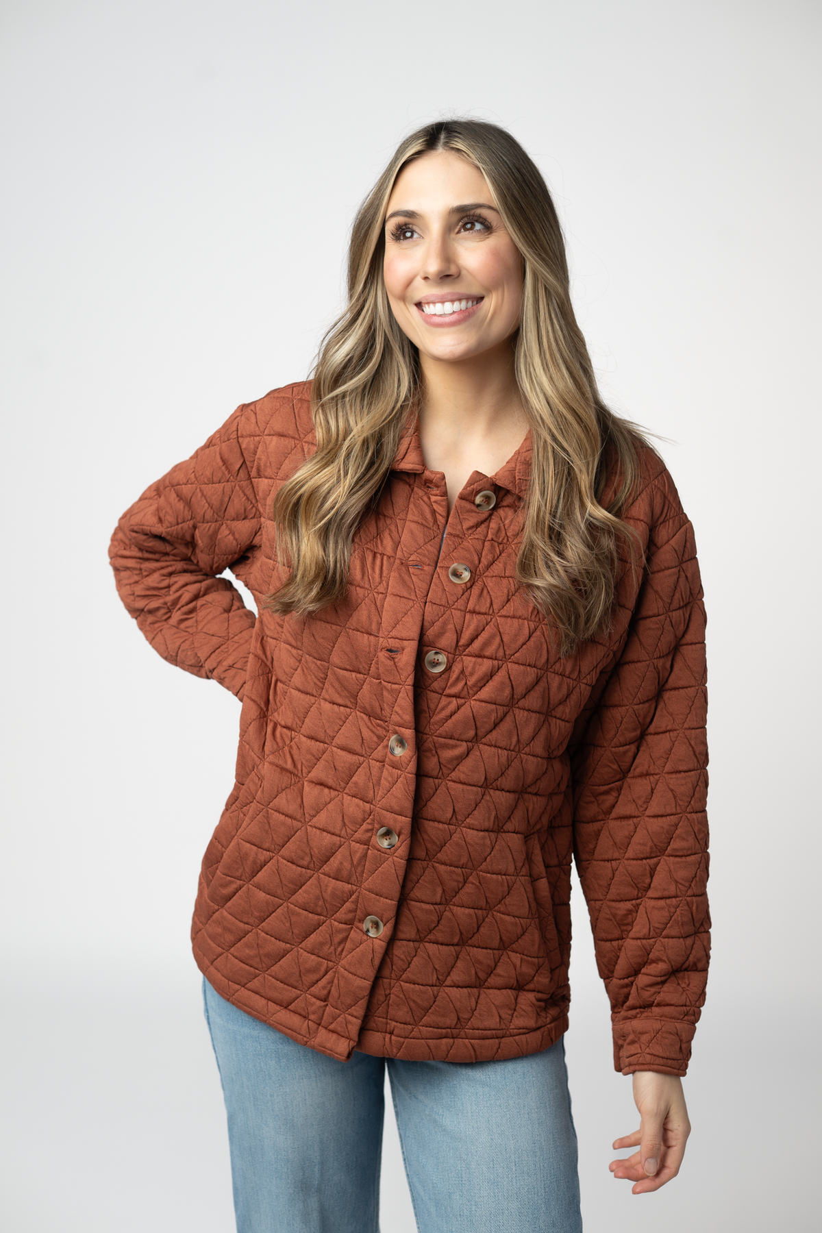 Michelle Mae Geometric Button Down Jacket - Rust