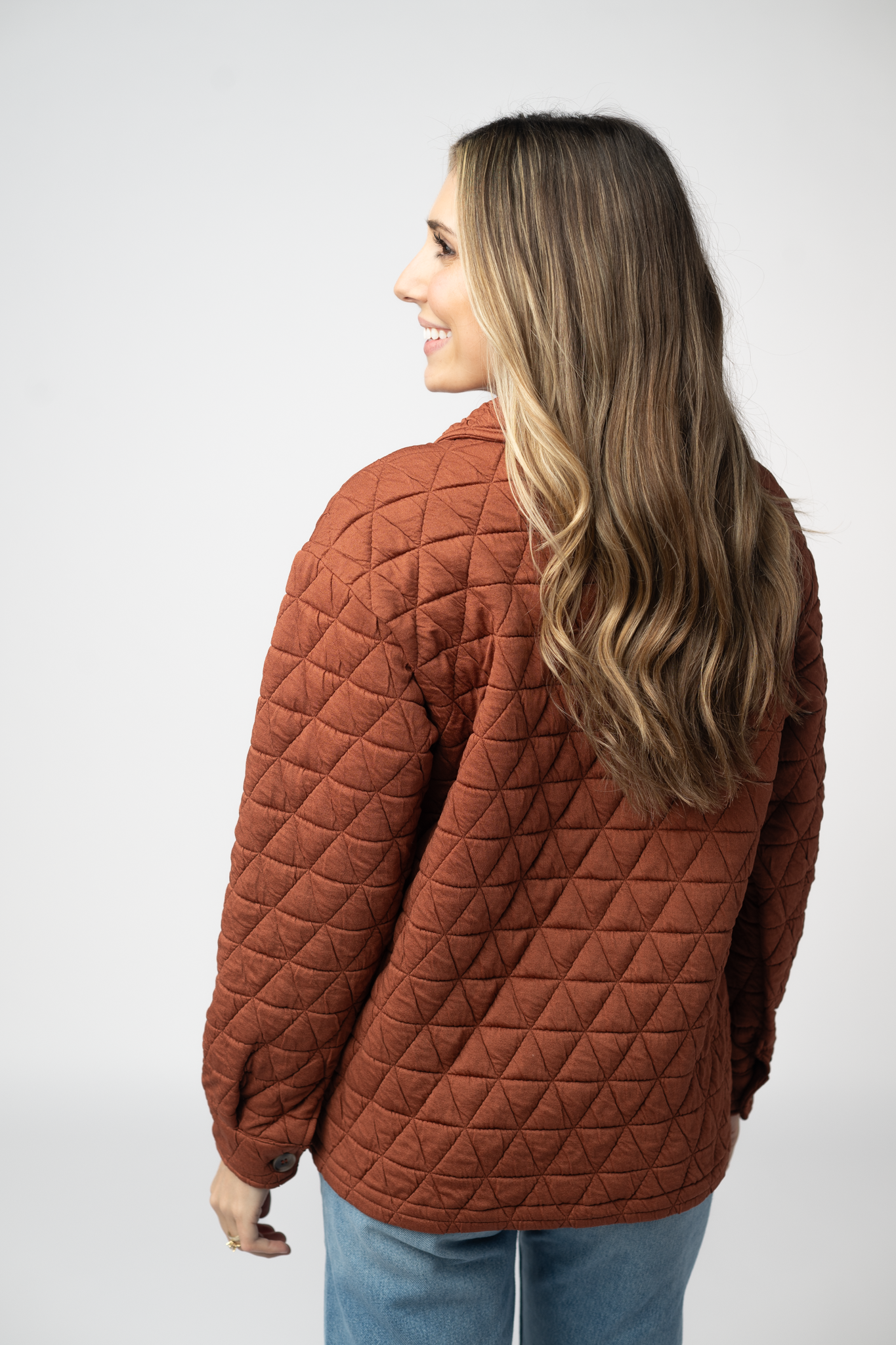 Michelle Mae Geometric Button Down Jacket - Rust