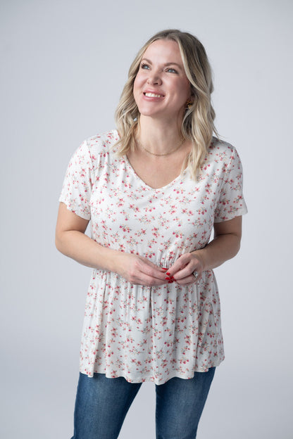 Michelle Mae Sarah Ruffle Short Sleeve - Micro Pink Floral