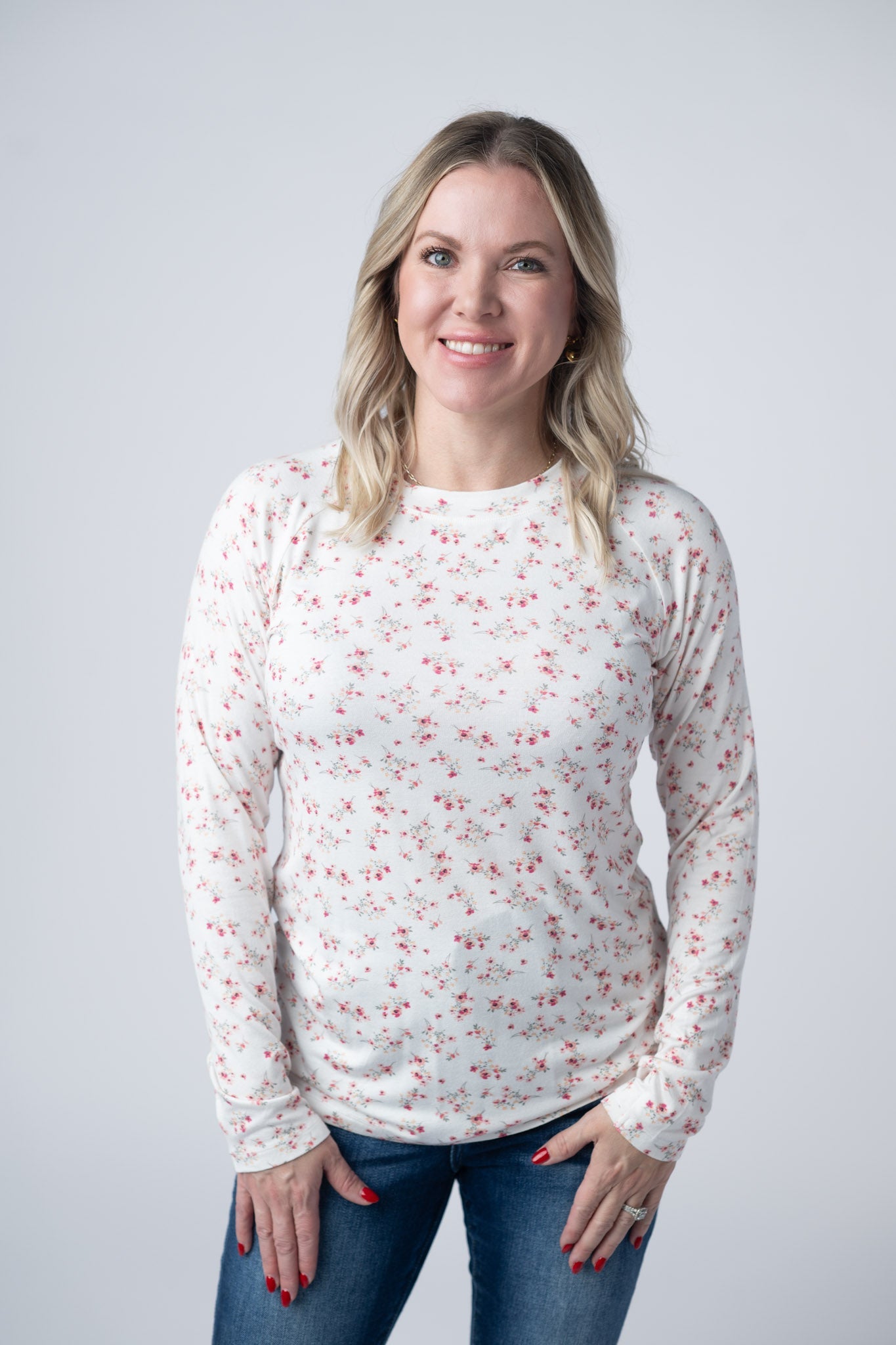 Michelle Mae Blair Long Sleeve Top - Micro Pink Floral