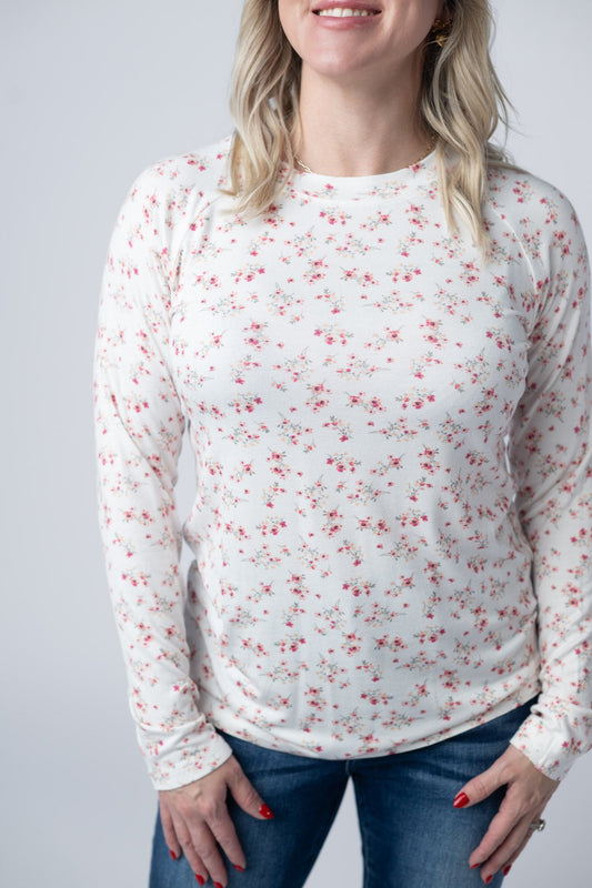 Michelle Mae Blair Long Sleeve Top - Micro Pink Floral