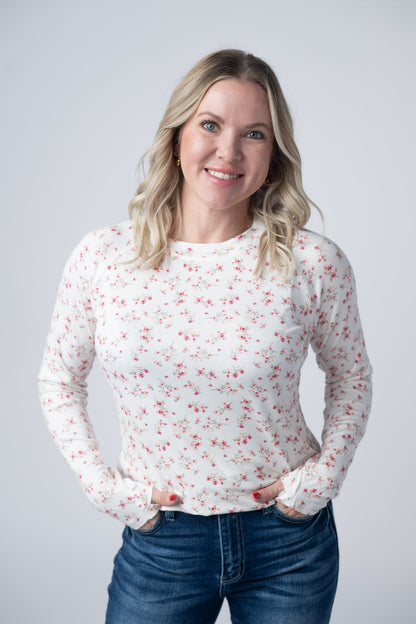 Michelle Mae Blair Long Sleeve Top - Micro Pink Floral