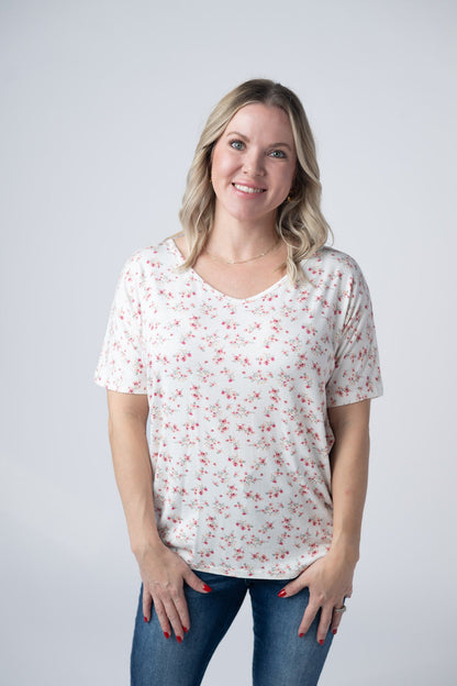 Michelle Mae Chloe Cozy Tee - Micro Pink Floral