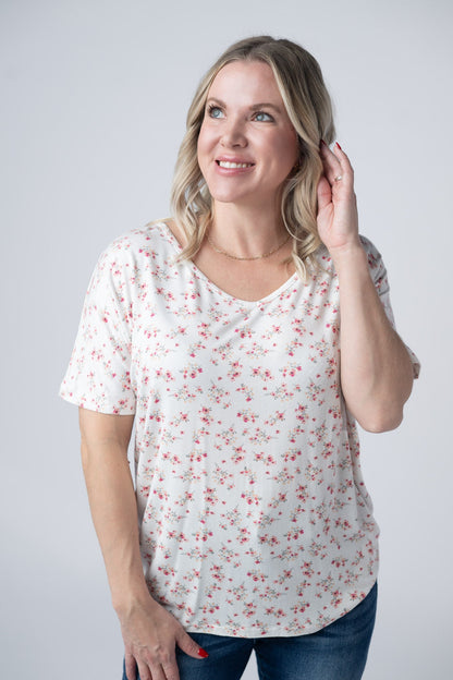 Michelle Mae Chloe Cozy Tee - Micro Pink Floral
