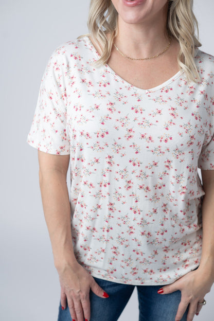 Michelle Mae Chloe Cozy Tee - Micro Pink Floral
