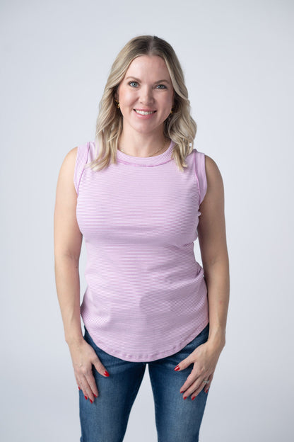 Michelle Mae Morgan Micro Striped Tank - Orchid