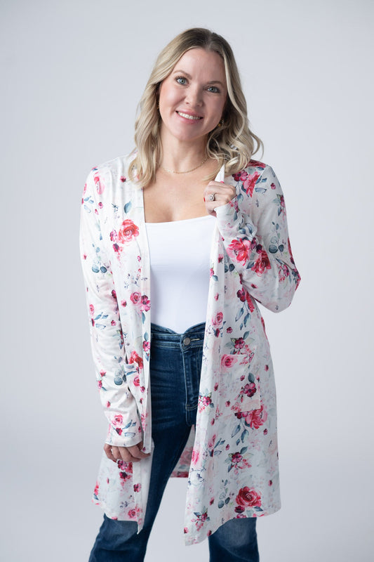 Michelle Mae Classic Cardigan - Pink Bloom