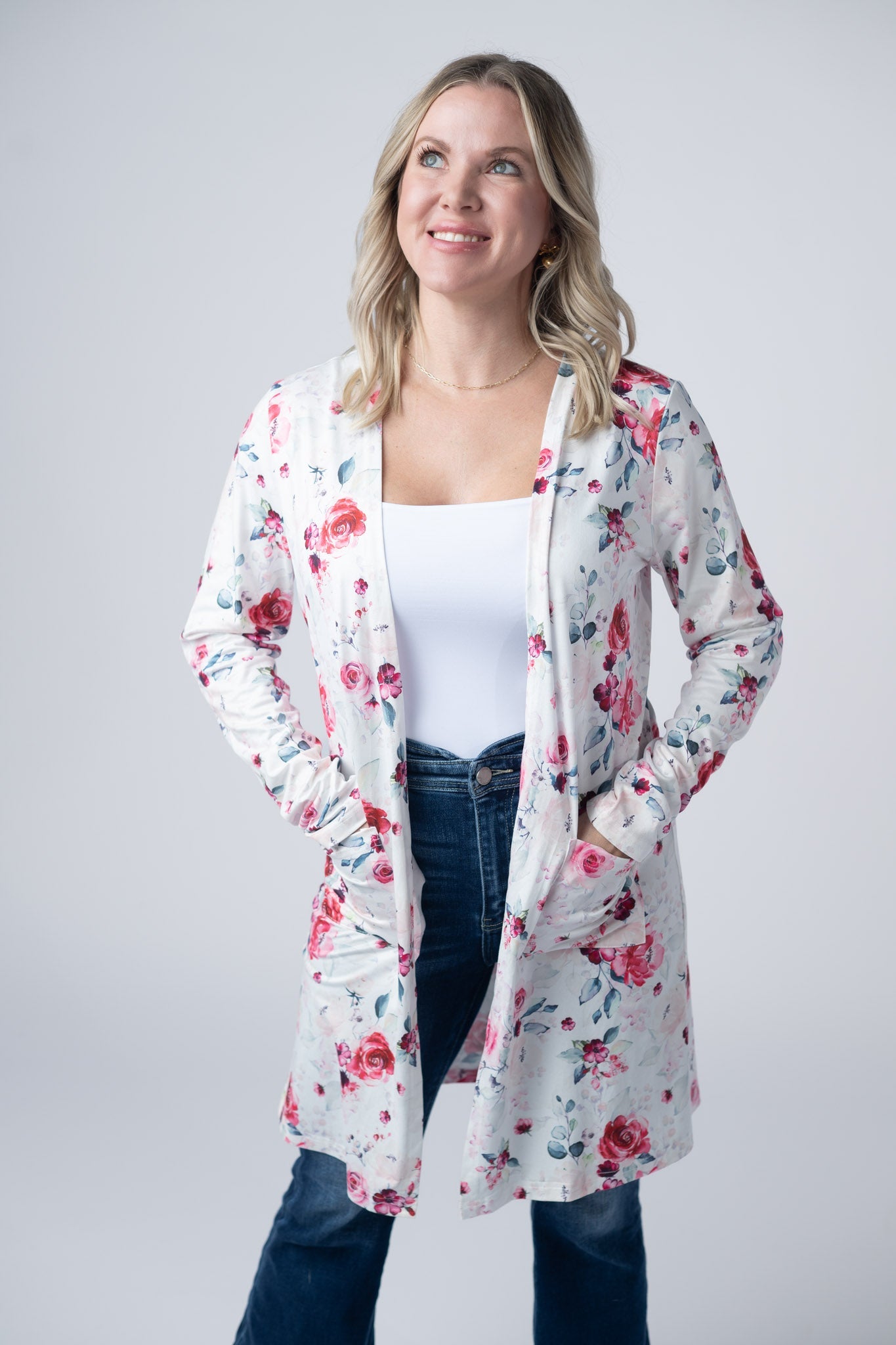 Michelle Mae Classic Cardigan - Pink Bloom