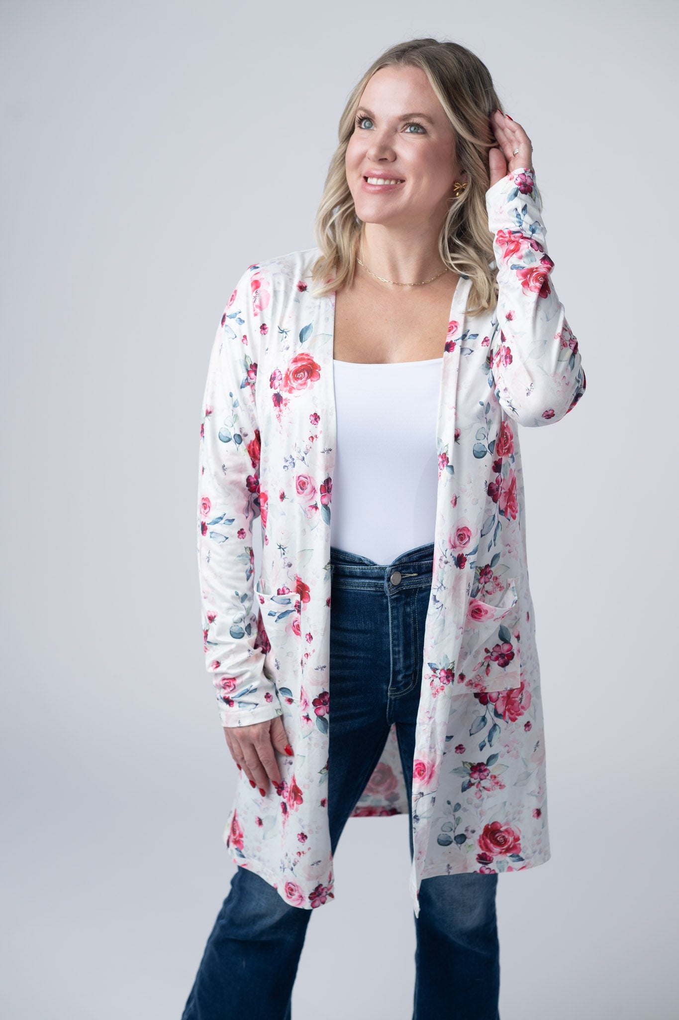 Michelle Mae Classic Cardigan - Pink Bloom