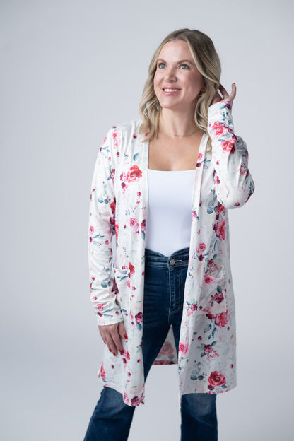 Michelle Mae Classic Cardigan - Pink Bloom