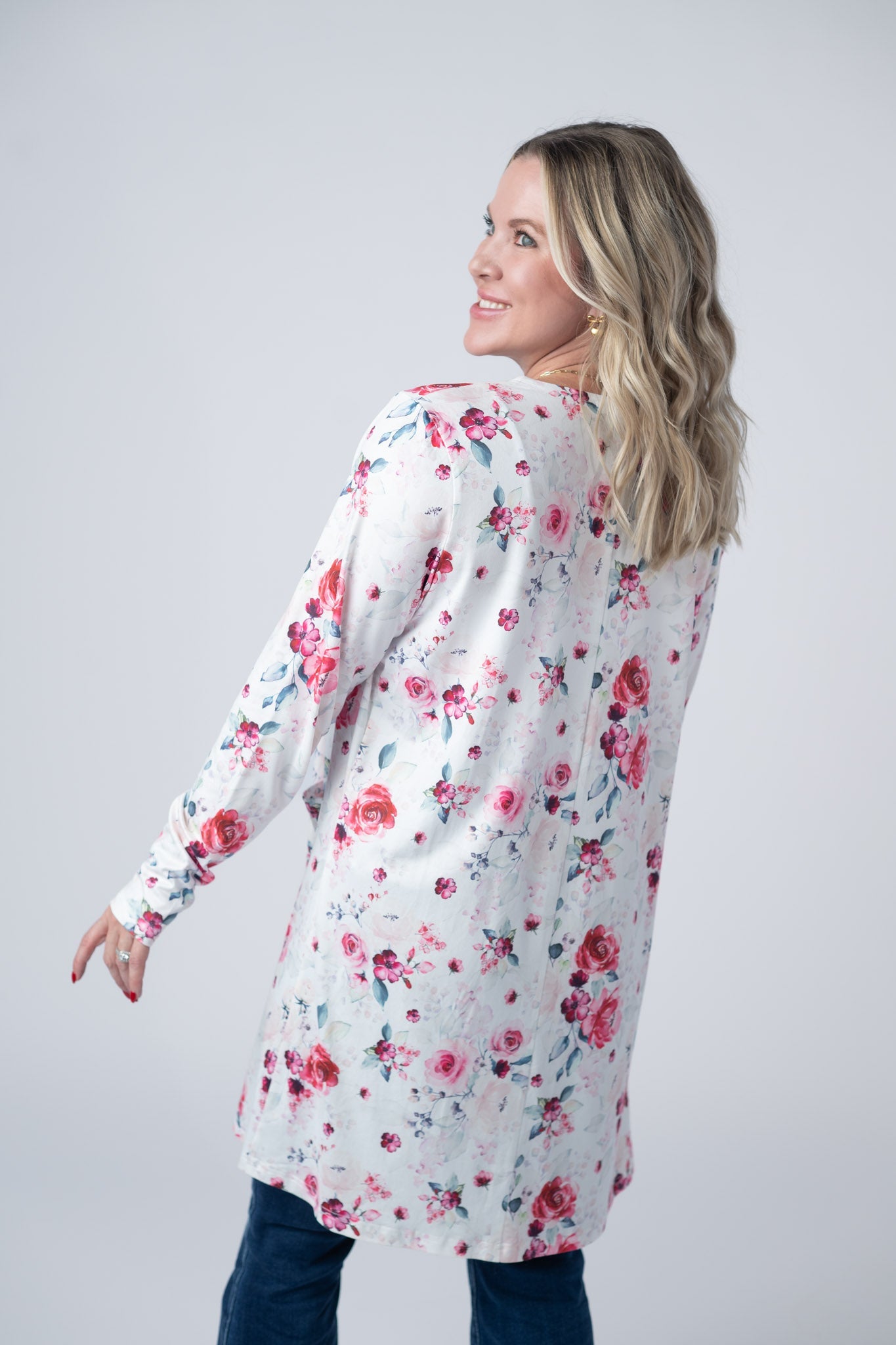 Michelle Mae Classic Cardigan - Pink Bloom