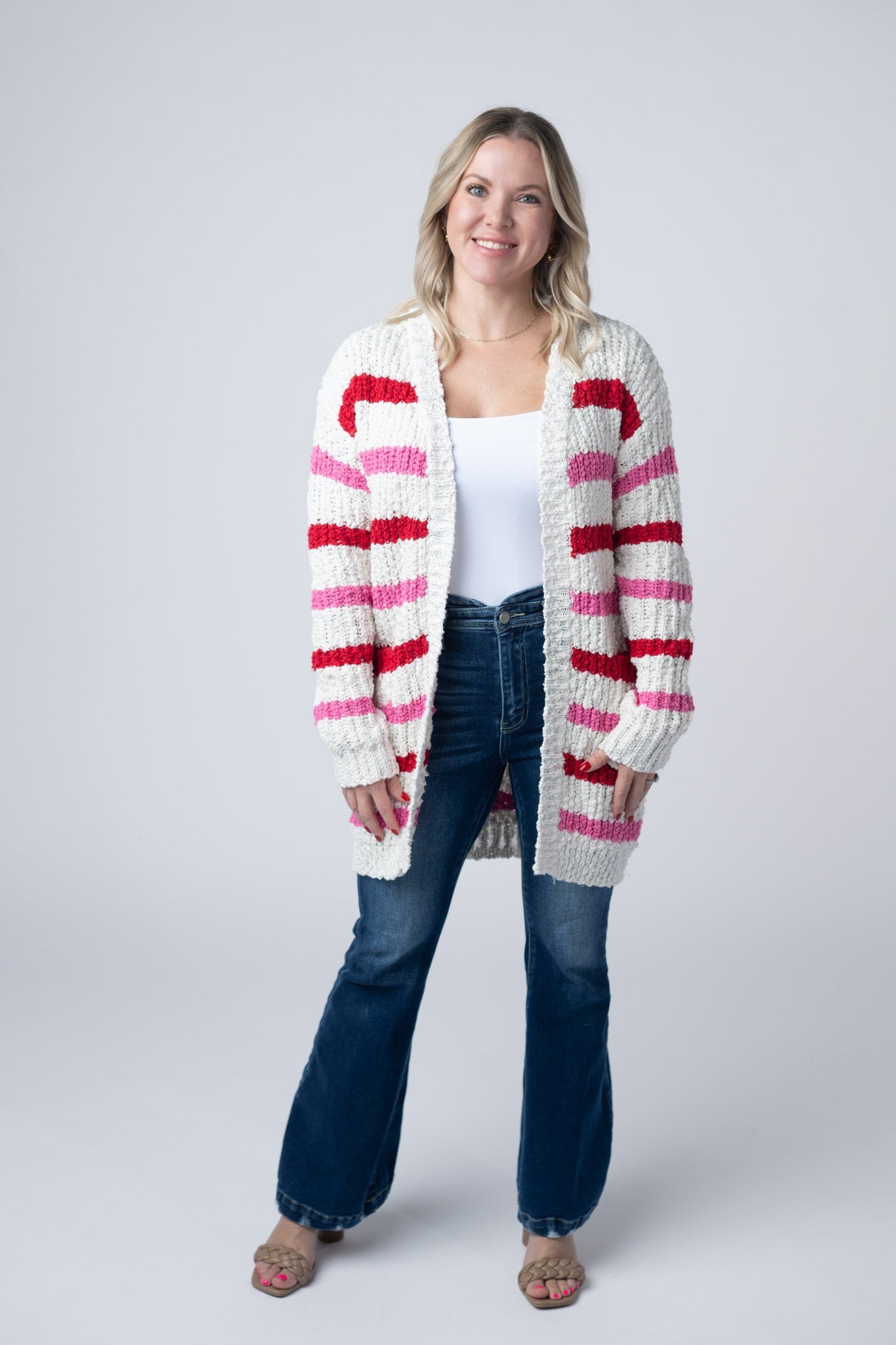 Michelle Mae Stripe Cardigan - Valentine's Day