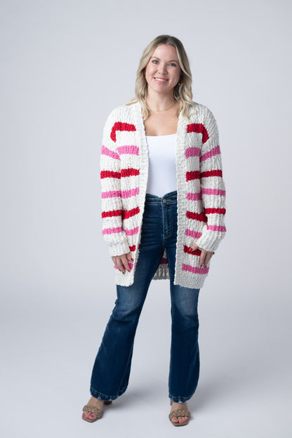 Michelle Mae Stripe Cardigan - Valentine's Day