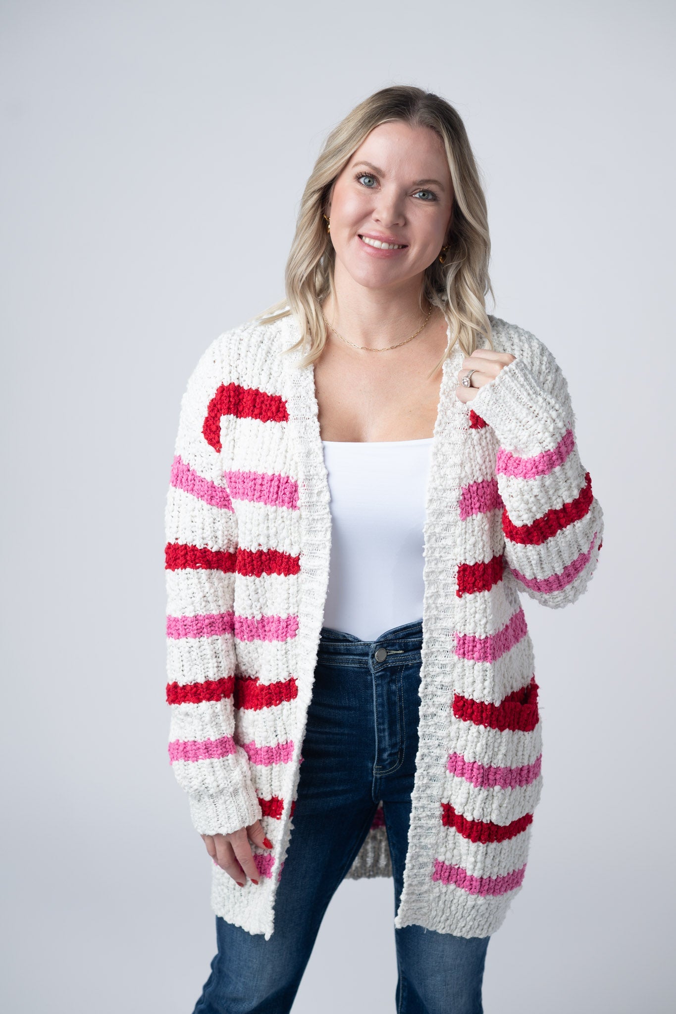 Michelle Mae Stripe Cardigan - Valentine's Day