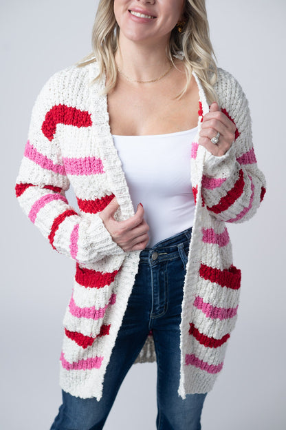 Michelle Mae Stripe Cardigan - Valentine's Day