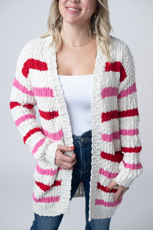 Michelle Mae Stripe Cardigan - Valentine's Day